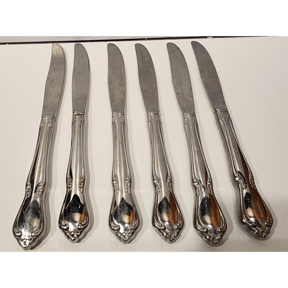 Oneida Chateau  Stainless ‎ Serrated Dinner Knives Set of 6